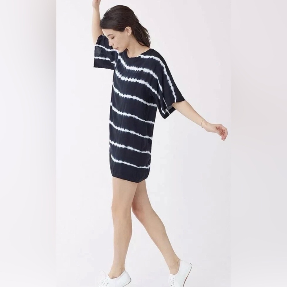 Splendid Short Sleeve La Marea‎ Dress Navy & White Tie Dye Rayon Size XS
